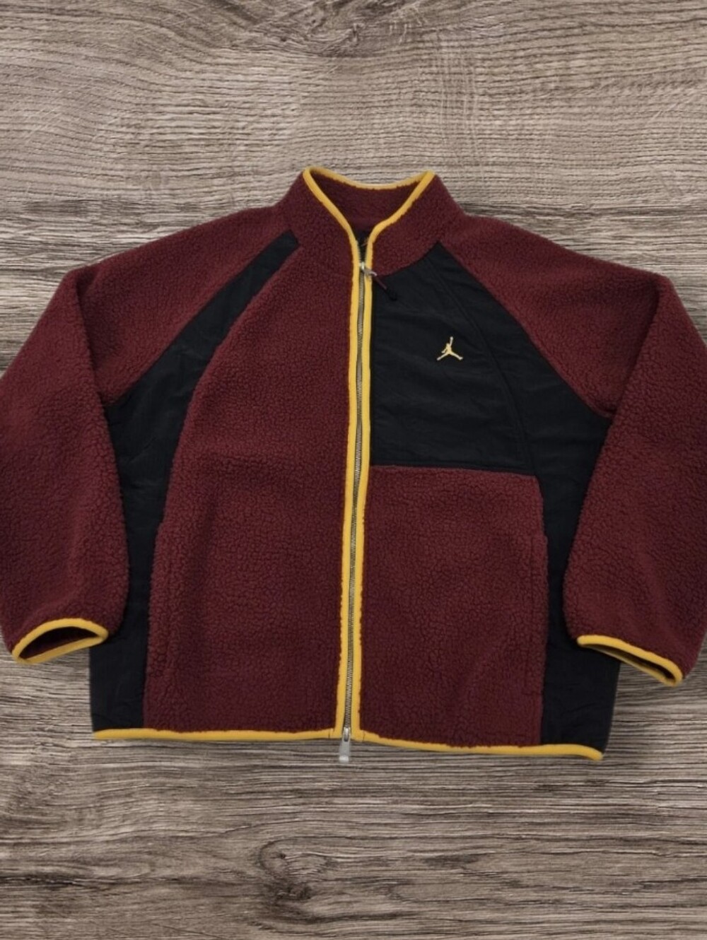 Jordan Burgundy Fleece Jacket with Yellow Trim